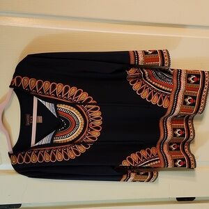 MULTIPLES EARTH TONE PATTERNED BLOUSE